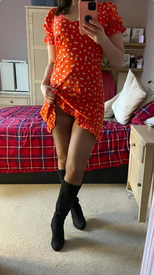 High boots and pantyhose