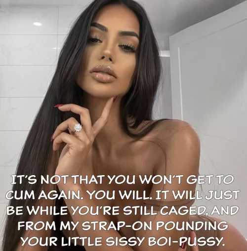 Your little clitty caged, your boi pussy is going to get used, HARD. Aren’t you a lucky slut?