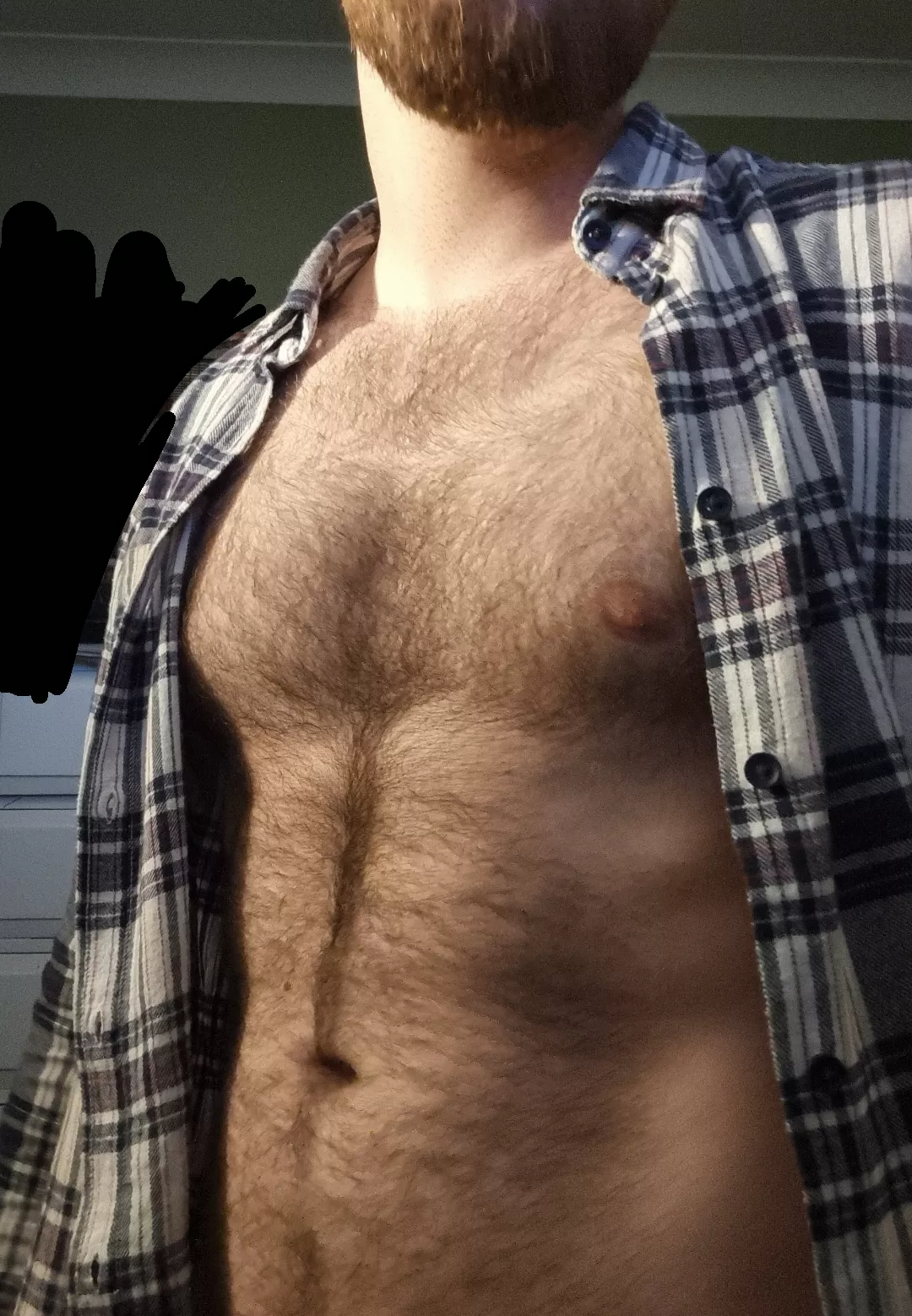 Finished for work, shirt needs to cum off...
