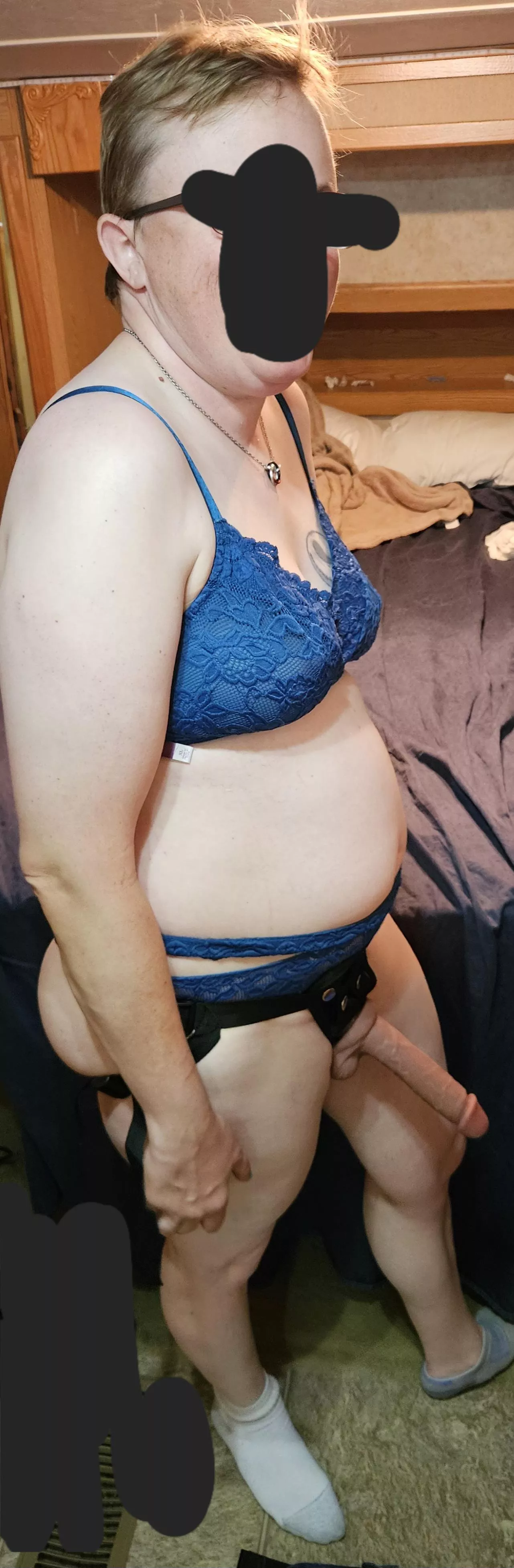 Her first time strapping up