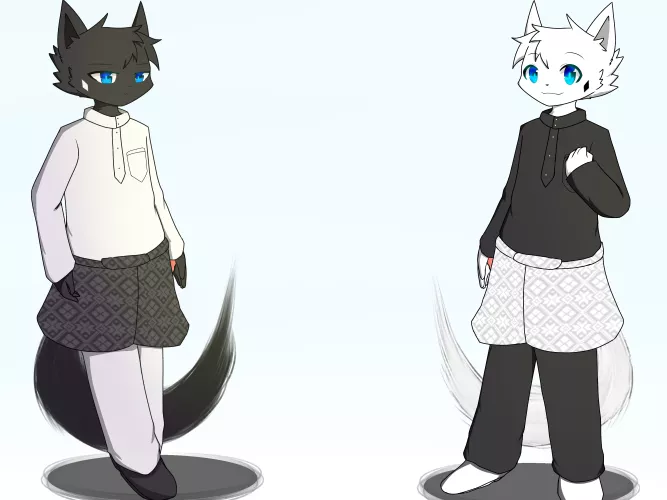 My fursonas in my country's traditional clothing