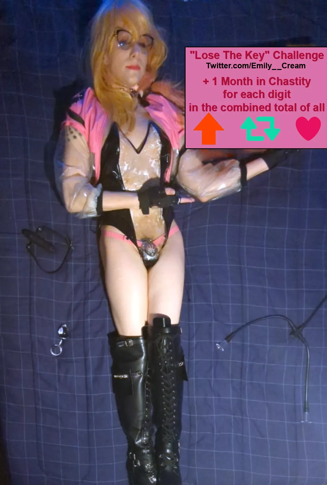 My keyholder is deciding how to keep Me locked up. 1 month for every total digit of responses, across all of Reddit!