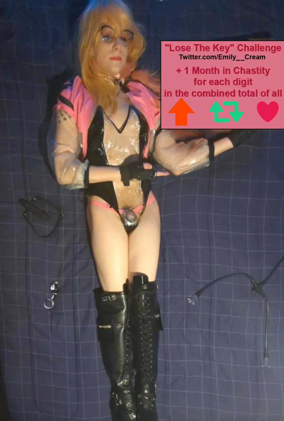 My keyholder is trying to decide how long to keep me locked for. 1 month for every total digit of responses, across all of Reddit! nsfwOC My keyholder is trying to decide how long to keep me locked for. 1 month for every total digit of responses, across all of Reddit! nsfwOC