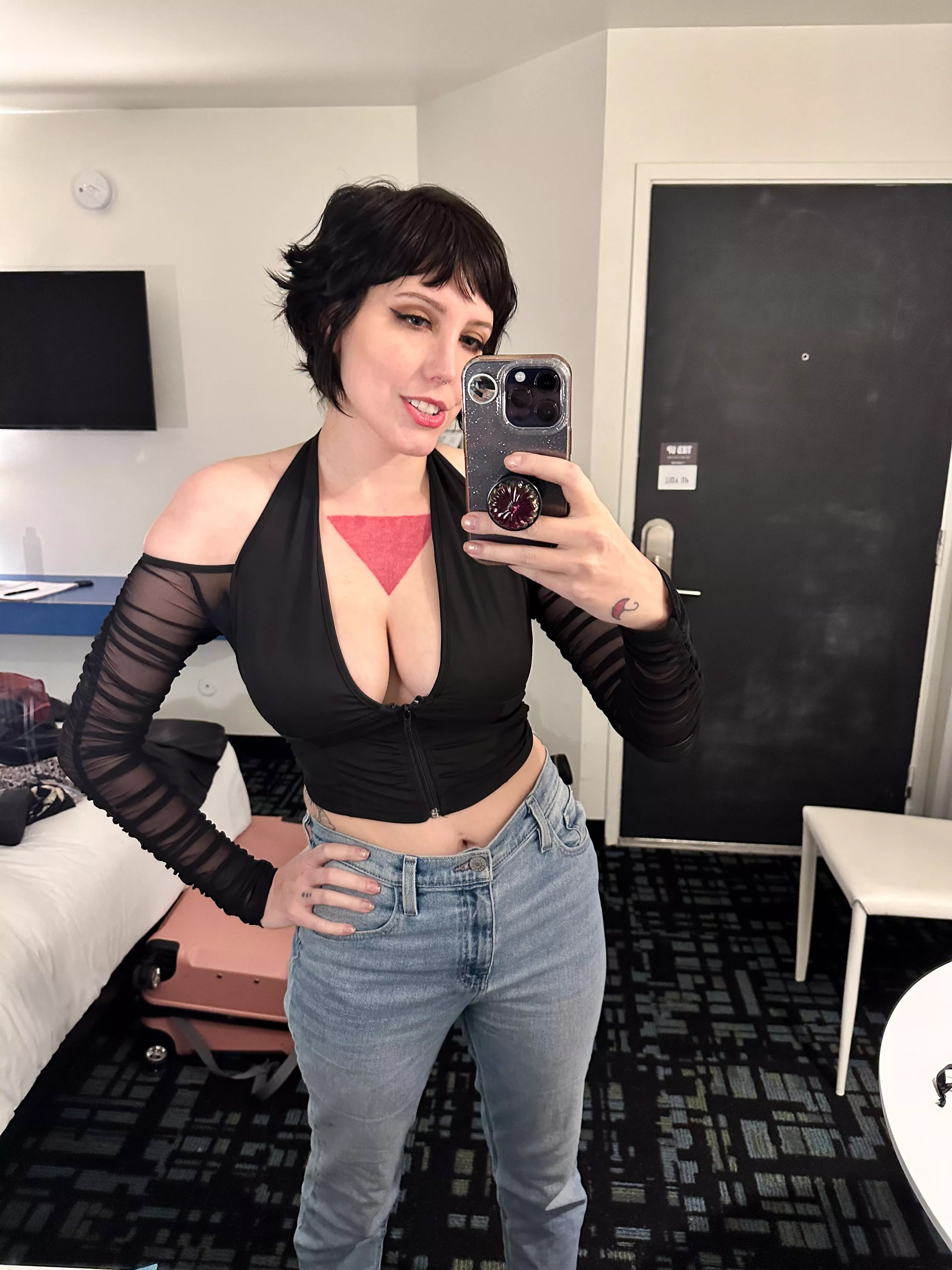 My long-sleeve crop top still doesn't leave a whole lot to the imagination