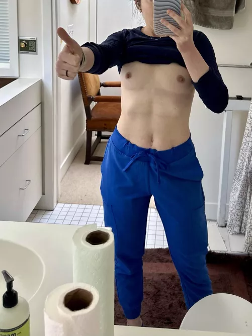 Thumbs up for small titties and scrubs! 