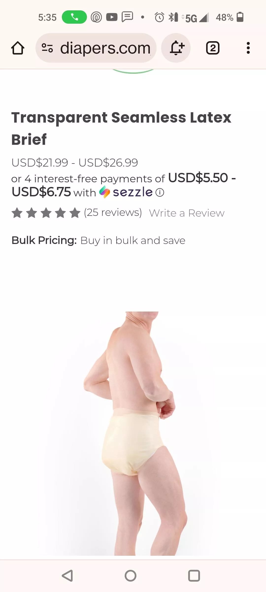 Transparent Seamless Latex Brief.