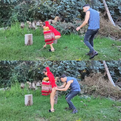 What do you think? This lumberjack saved Little Red Riding Hood from the claws of the big bad wolf?