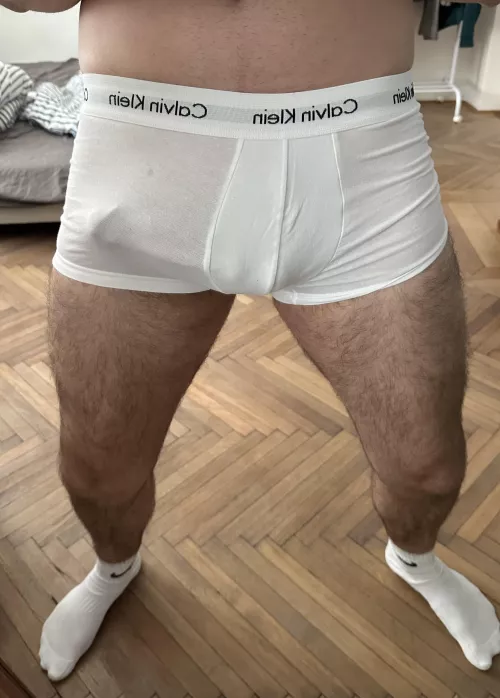 White calvins and hard cock is a perfect match