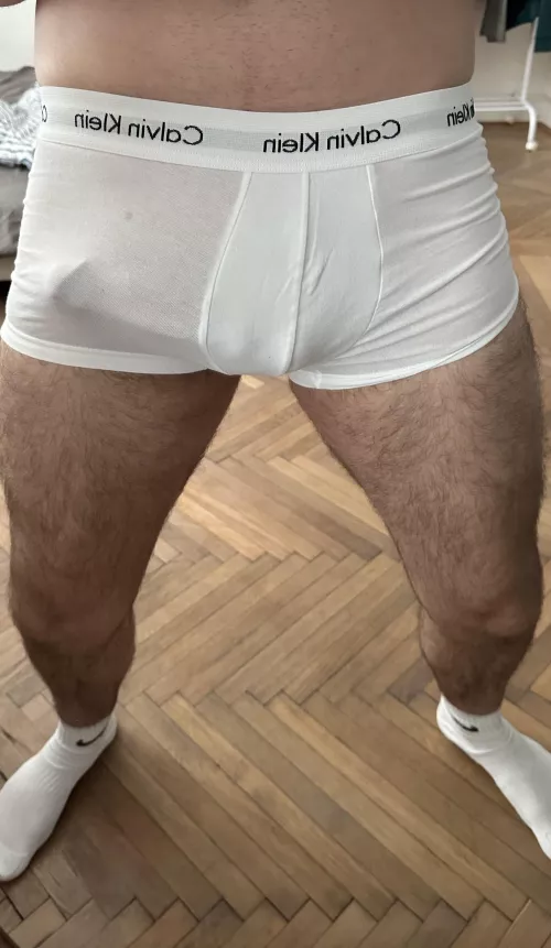 White calvins and hard cock is a perfect match