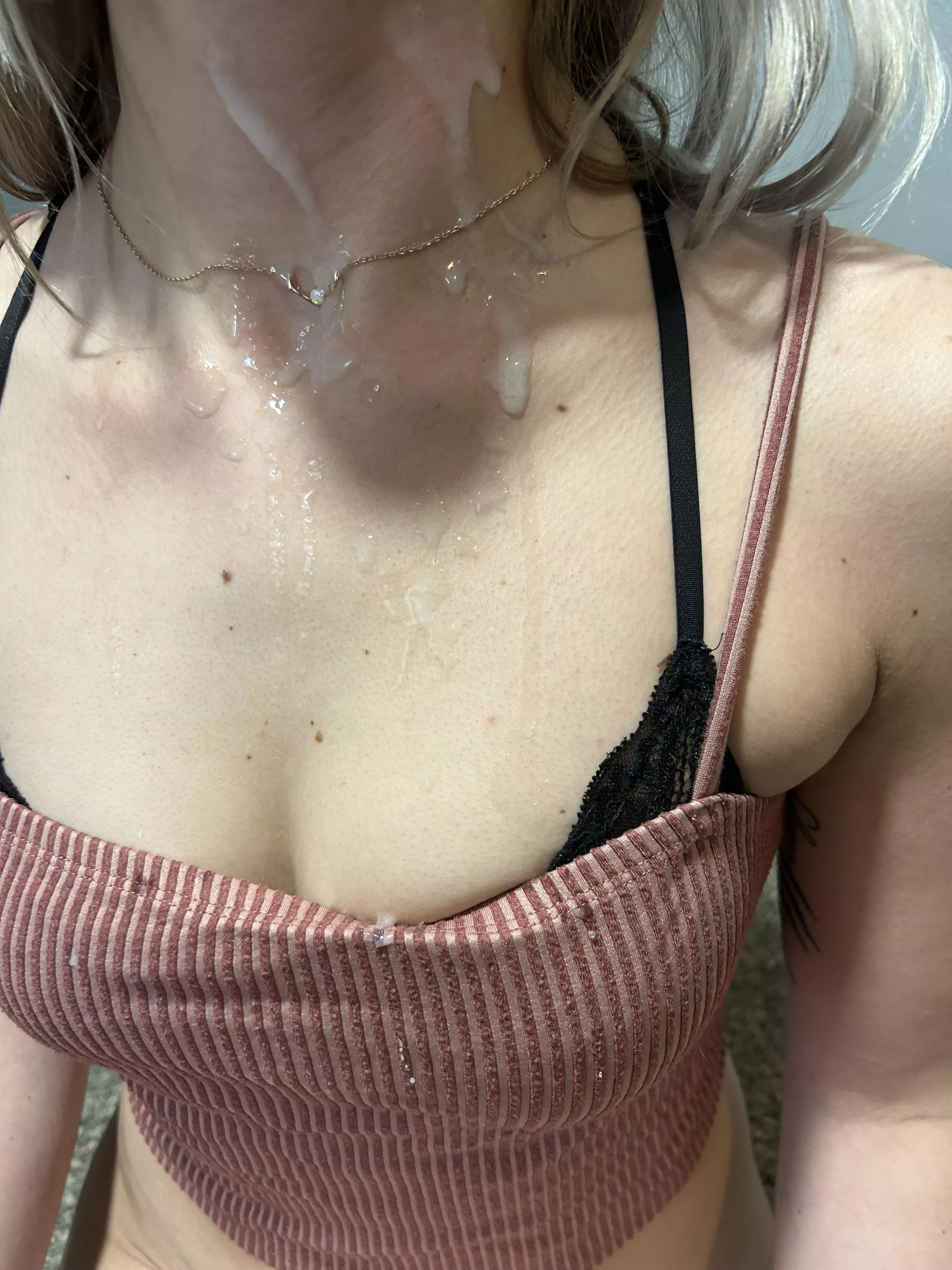 Aimed for the mouth, got the shirt