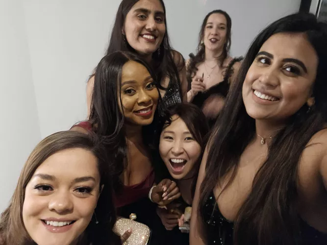 Beauties in dresses ready for fun