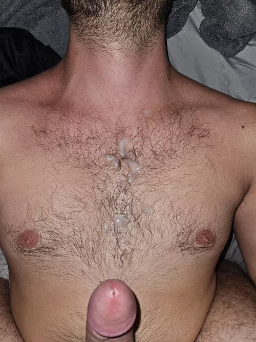 Cum on his chest.