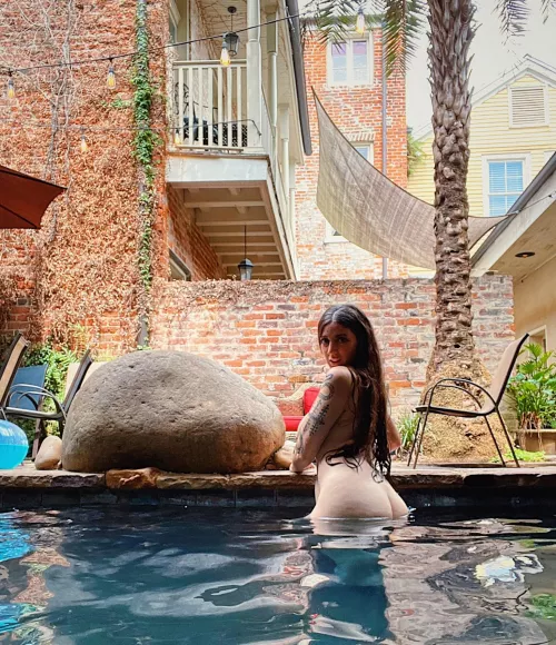 Just a little dip in the pool, why bother with a suit