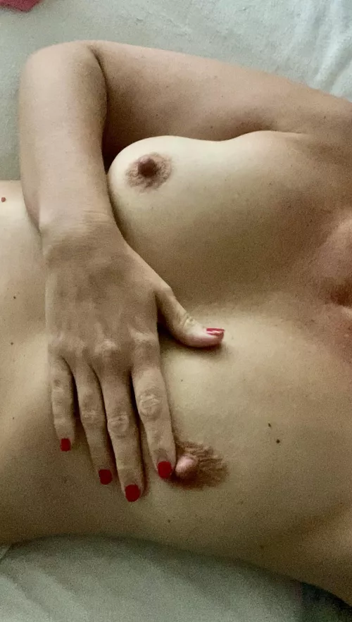 Rainy day so just laying around taking pics of my boobs .. :)