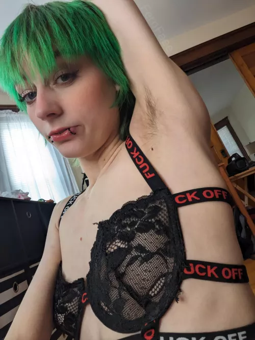 Showing off my hairy pits in my favorite lingerie