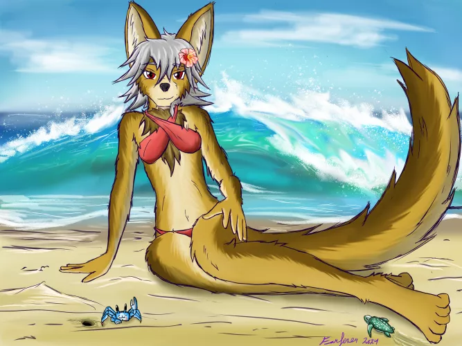 Azee visits the Beach (Art by me)