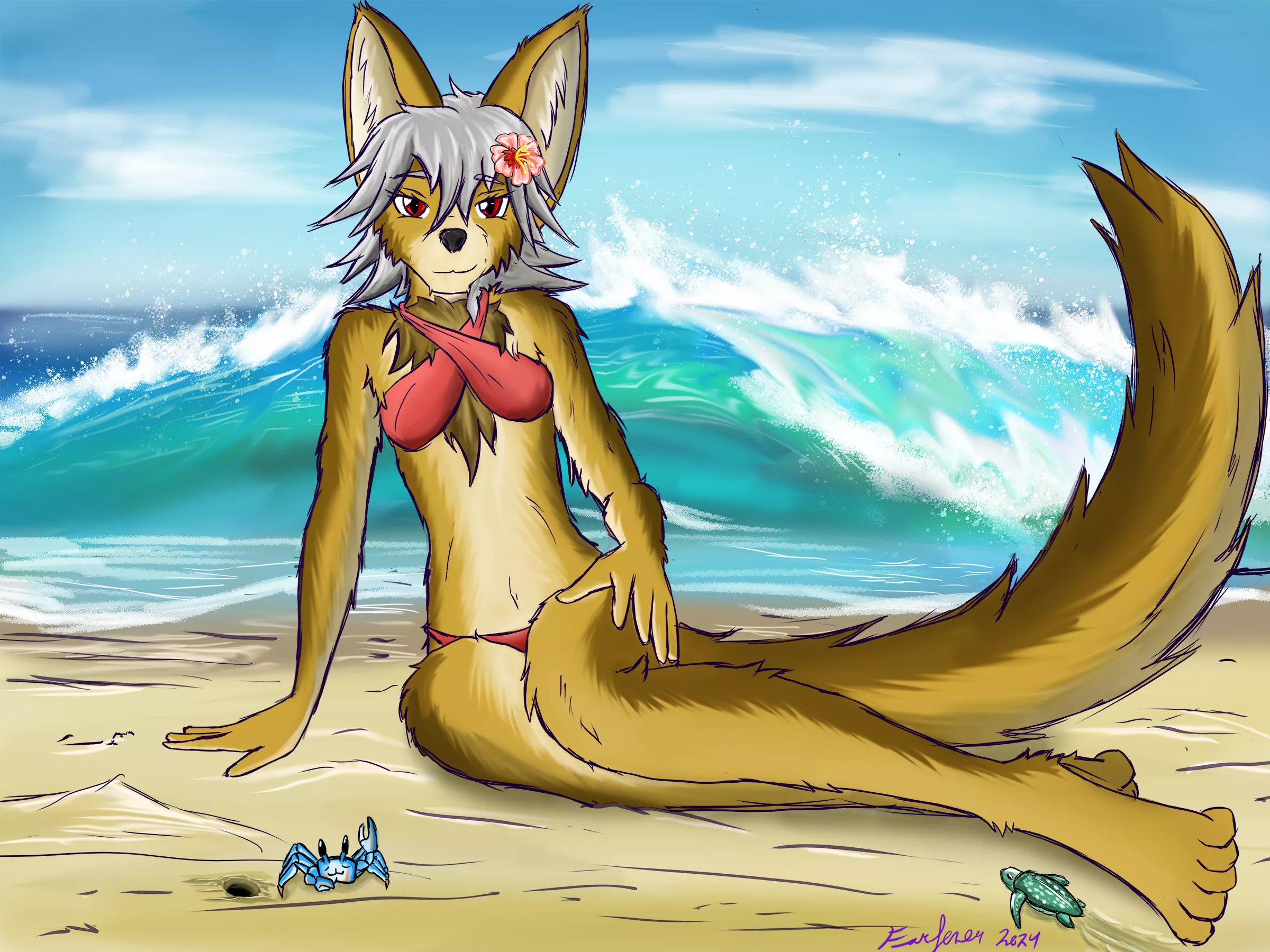 Azee visits the Beach (Art by me)
