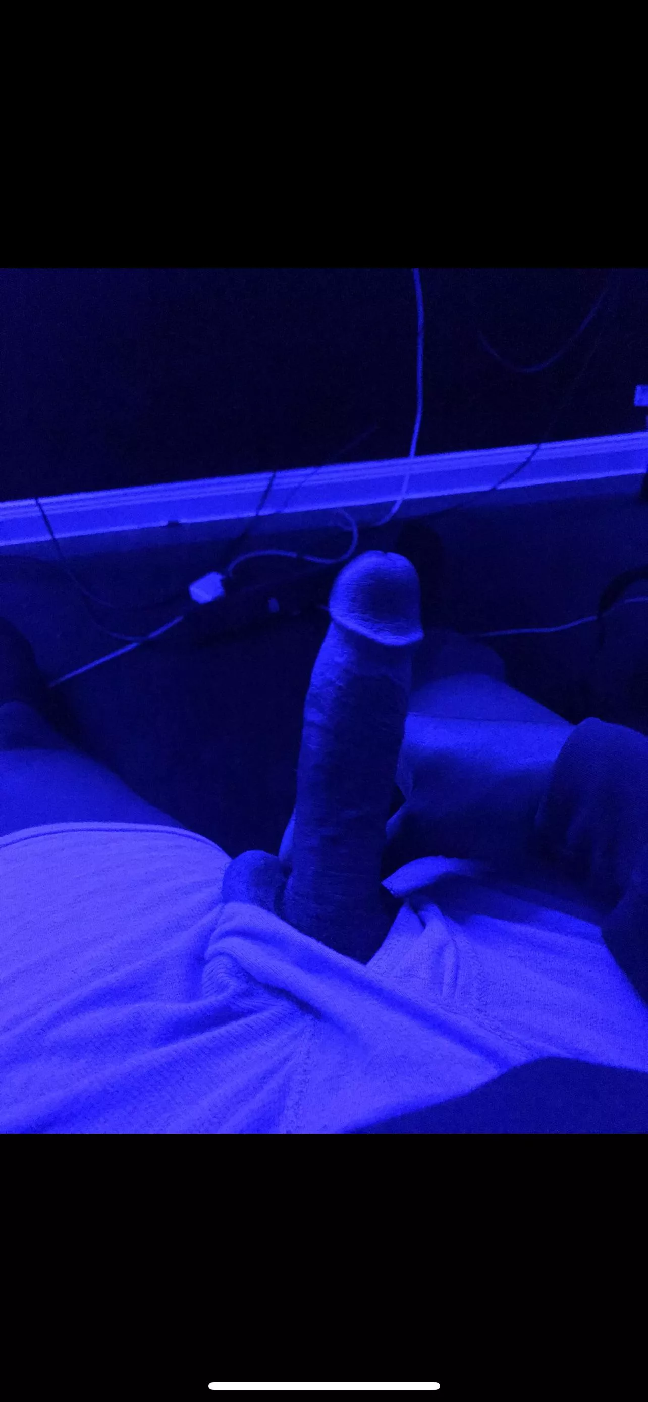 Blue light with black cock