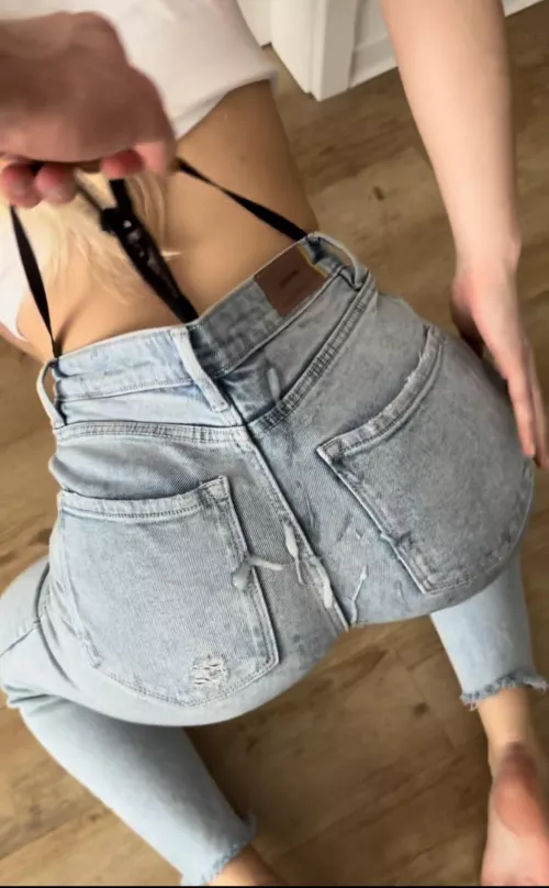 Gives me wedgie after cum on my ass in jeans 