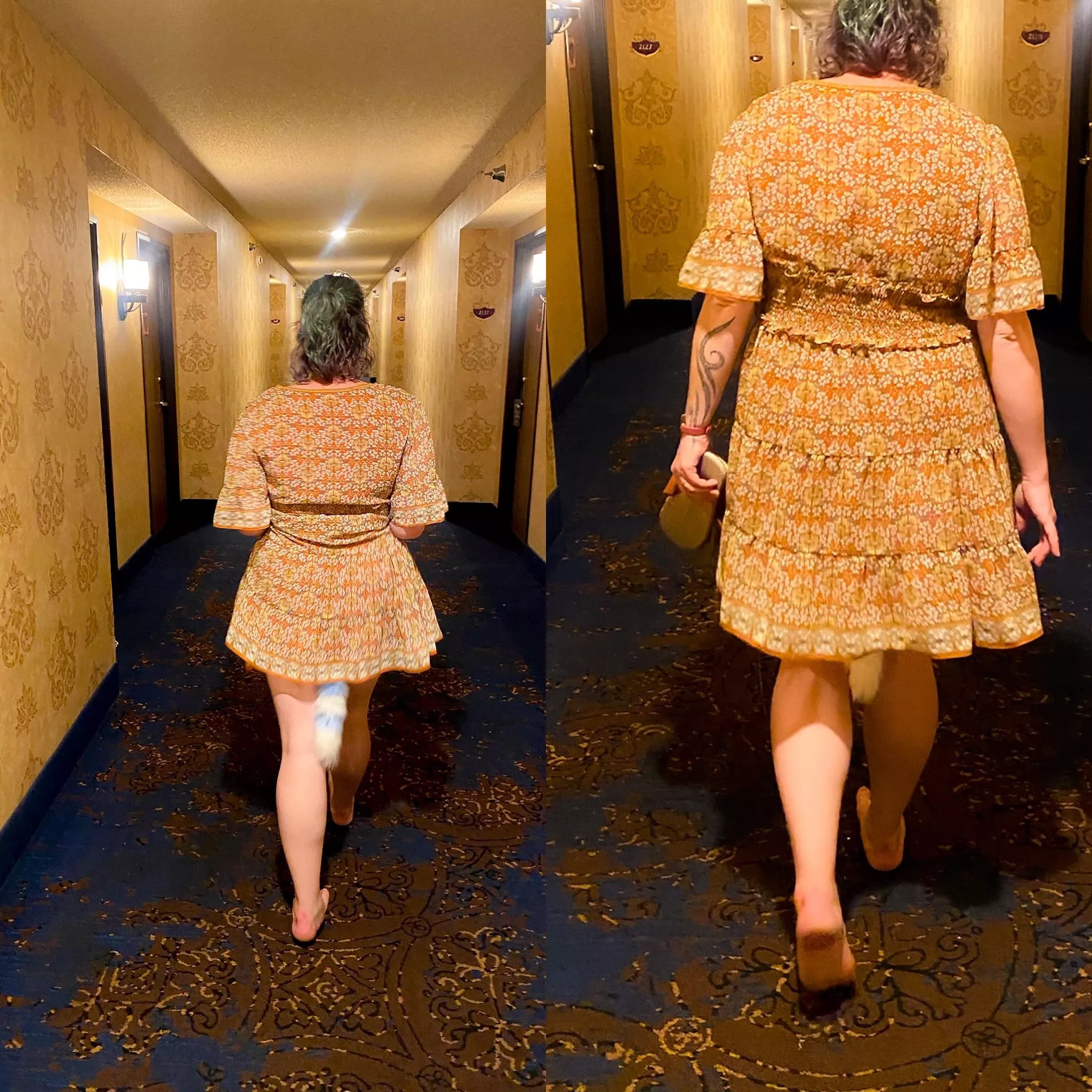 I had a few request for dress down pictures. It does indeed peep out.