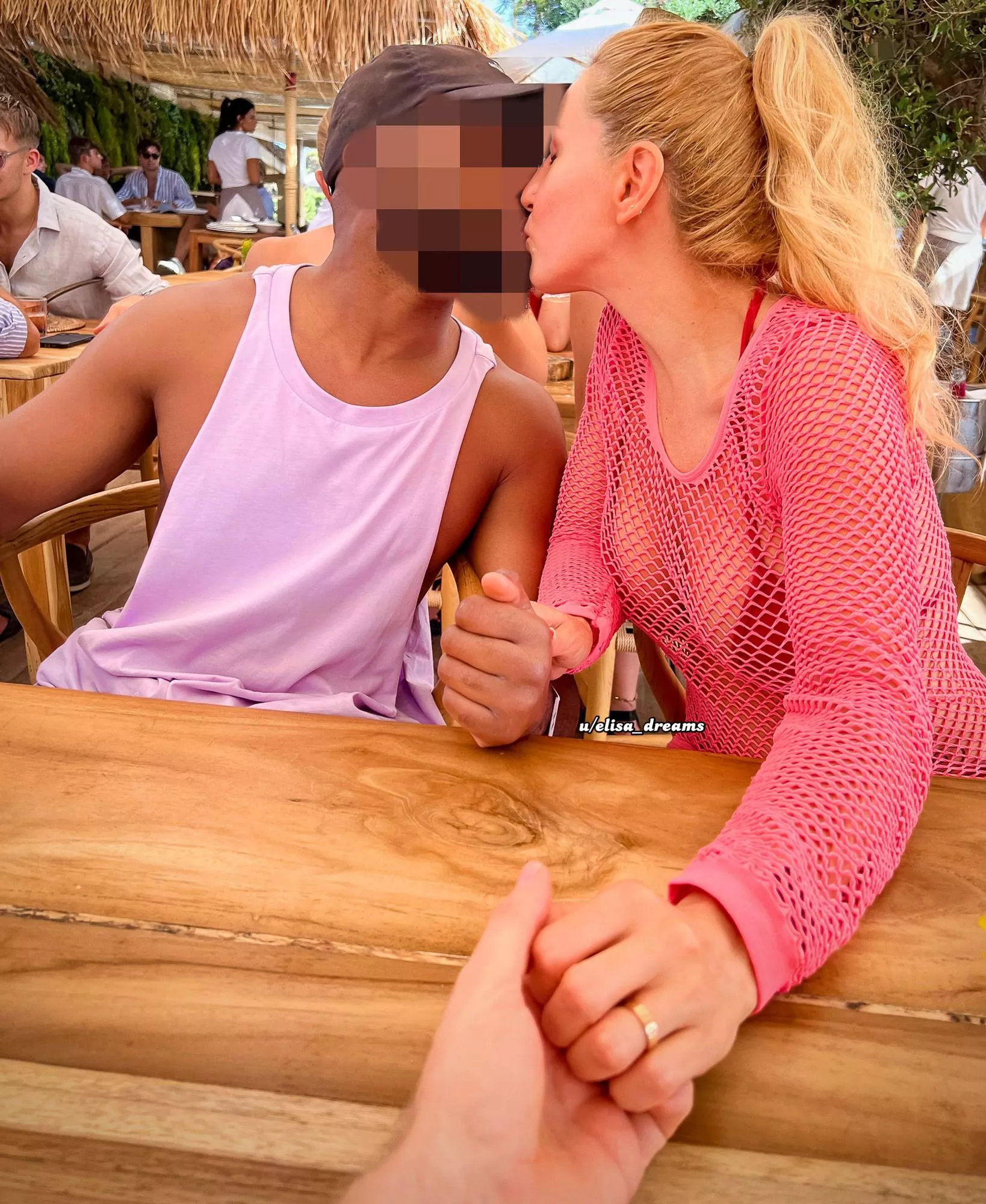 I like to show off in the company of my lover, while the cuckold follows us and pays the bills for the places we go to. Serving us the way he does makes me feel so much more superior.