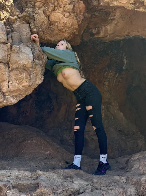 I might just be the sweetest girl you'll ever come across in a rugged setting like this. Surrounded by the rocky terrain, I add a touch of softness and sweetness to the rugged landscape @Amandastarrly