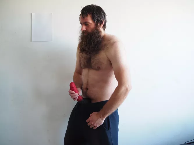 Me, with a large 10,5 inch red dildo