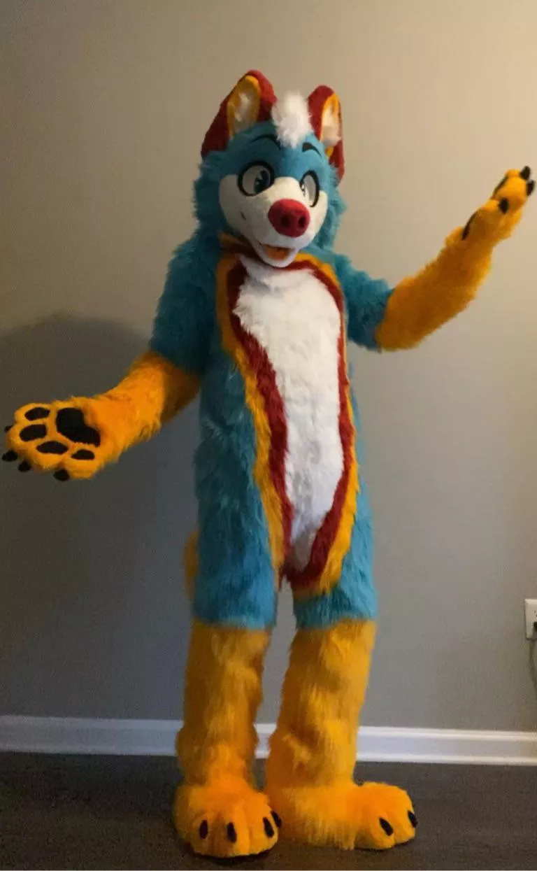 My new fursuit arrived today! His name is Maverick! Would you hug him?