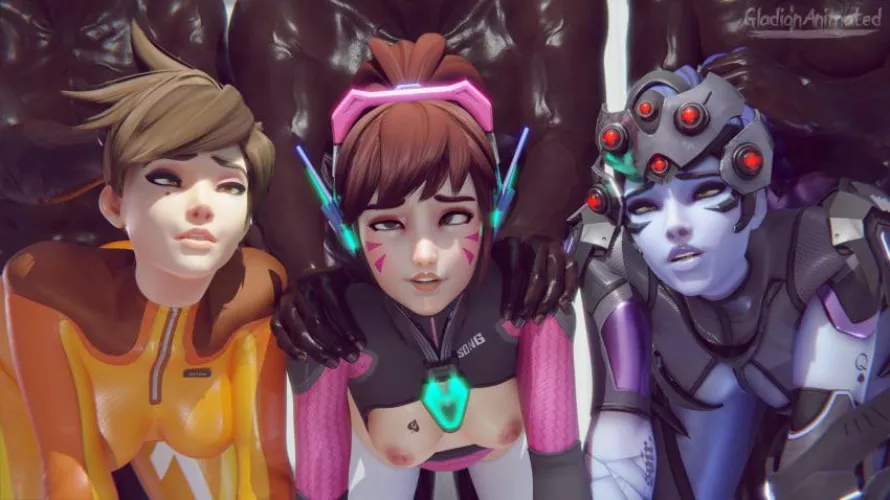WidowMaker and Tracer having ‘fun’ with Dva (Gladion)