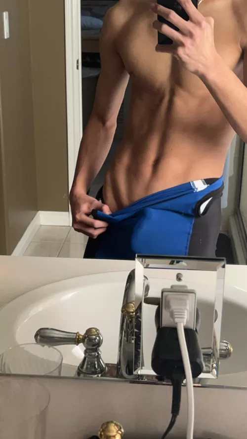 Wrestler needs his joi coach, or wrestling coach to help him blow