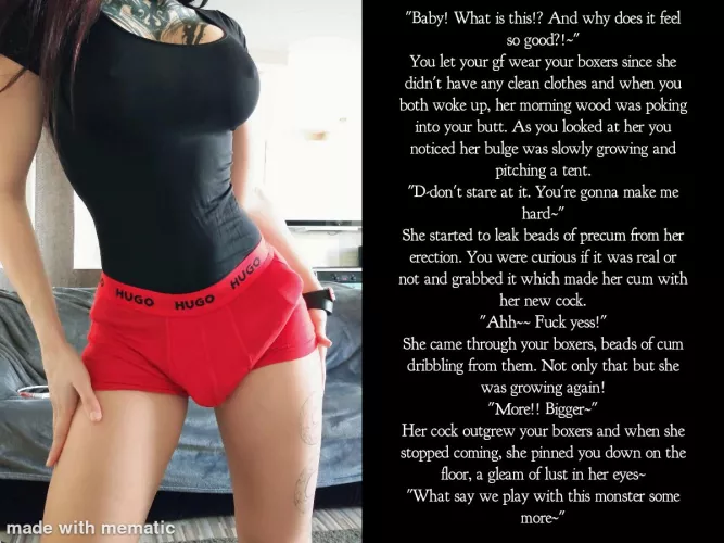 Your gf went to sleep wearing your boxers and ended up filling them out better than you~