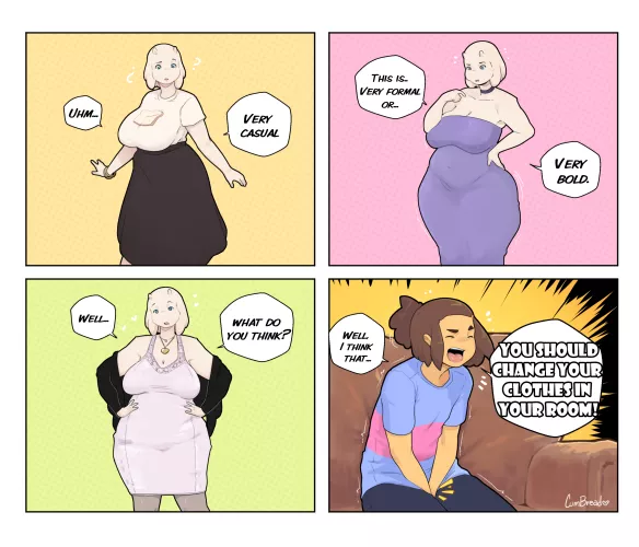 I'm not really sure, can you try the last dress again? (Cumbread) [Toriel and Frisk]