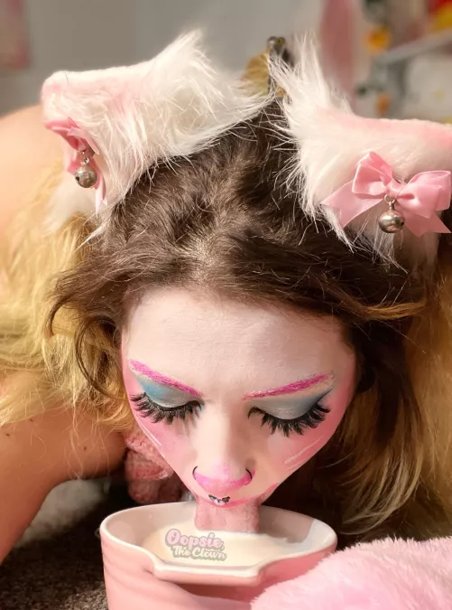 Lapping up my milk like a good kitty