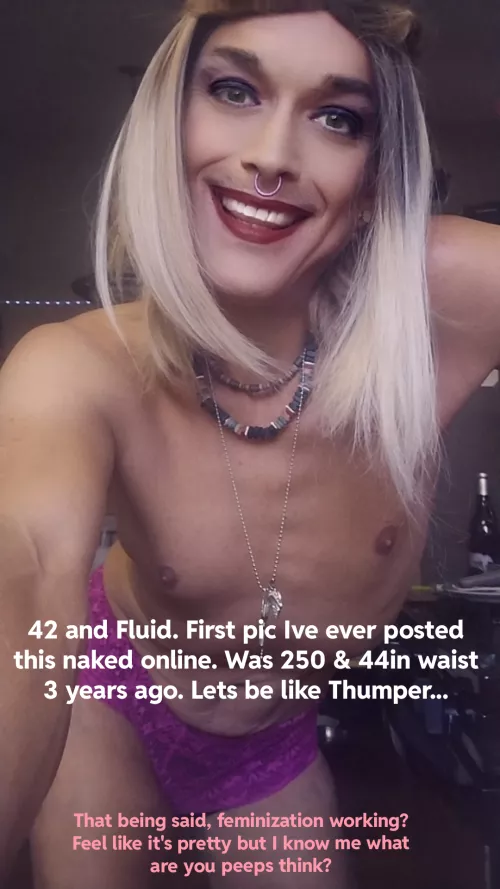 Never posted a picture in my feminine mode online this nude. Lots of work to get here I know I still have more to go