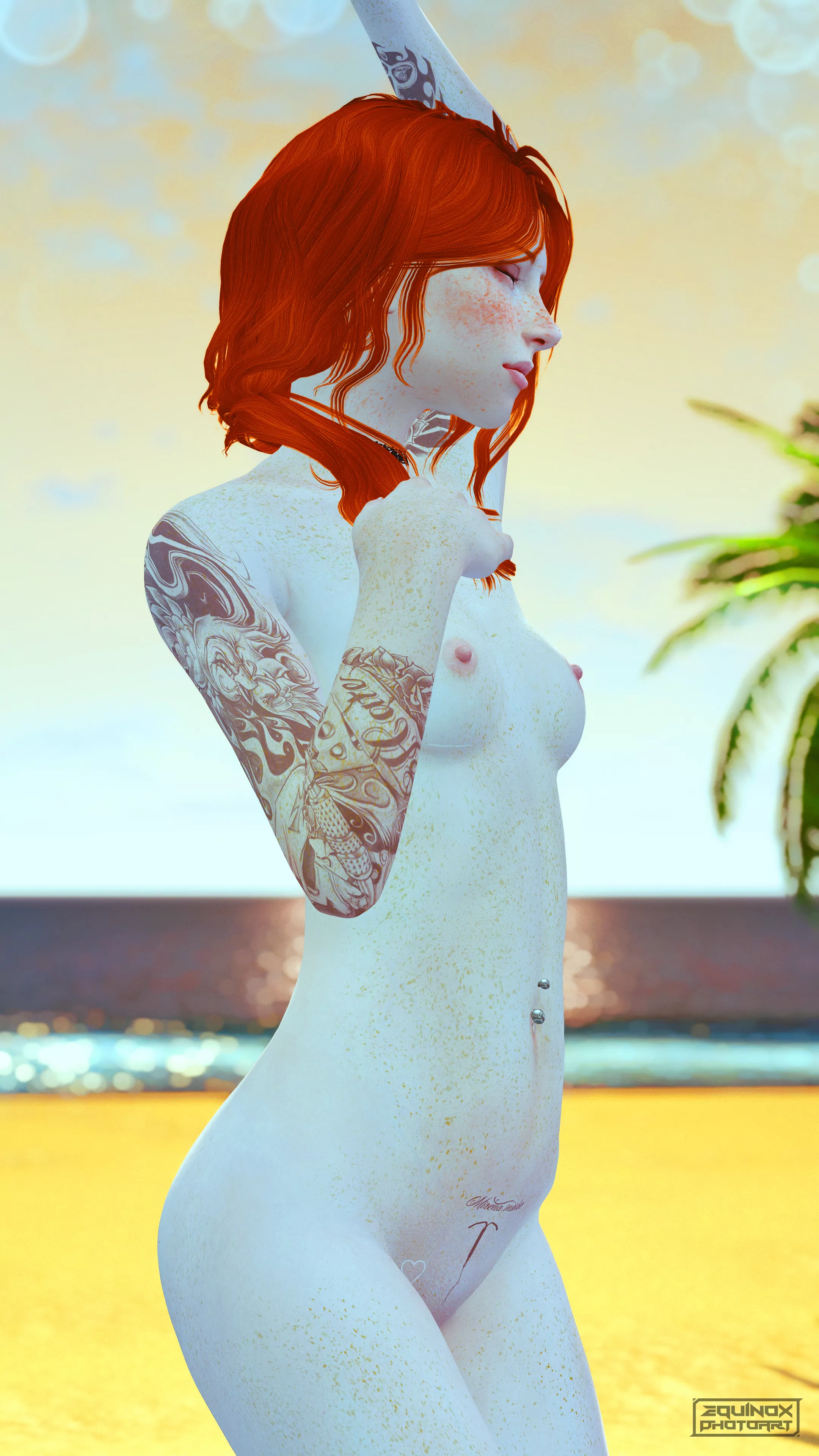 Pin-up redhead showing off her body