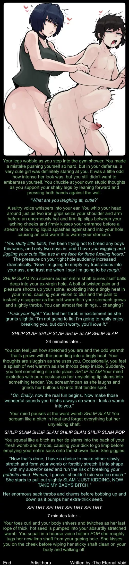 Stretching in the showers [rough] [noncon] [impreg] (Artist:horu) ;3