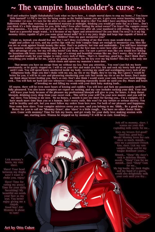 The vampire householder's curse [Non human?] [Monster girl] [Femdom] [Mommy] [Implied full sex life routine] [Slave play?] [Actually caring & gentle] [Long]