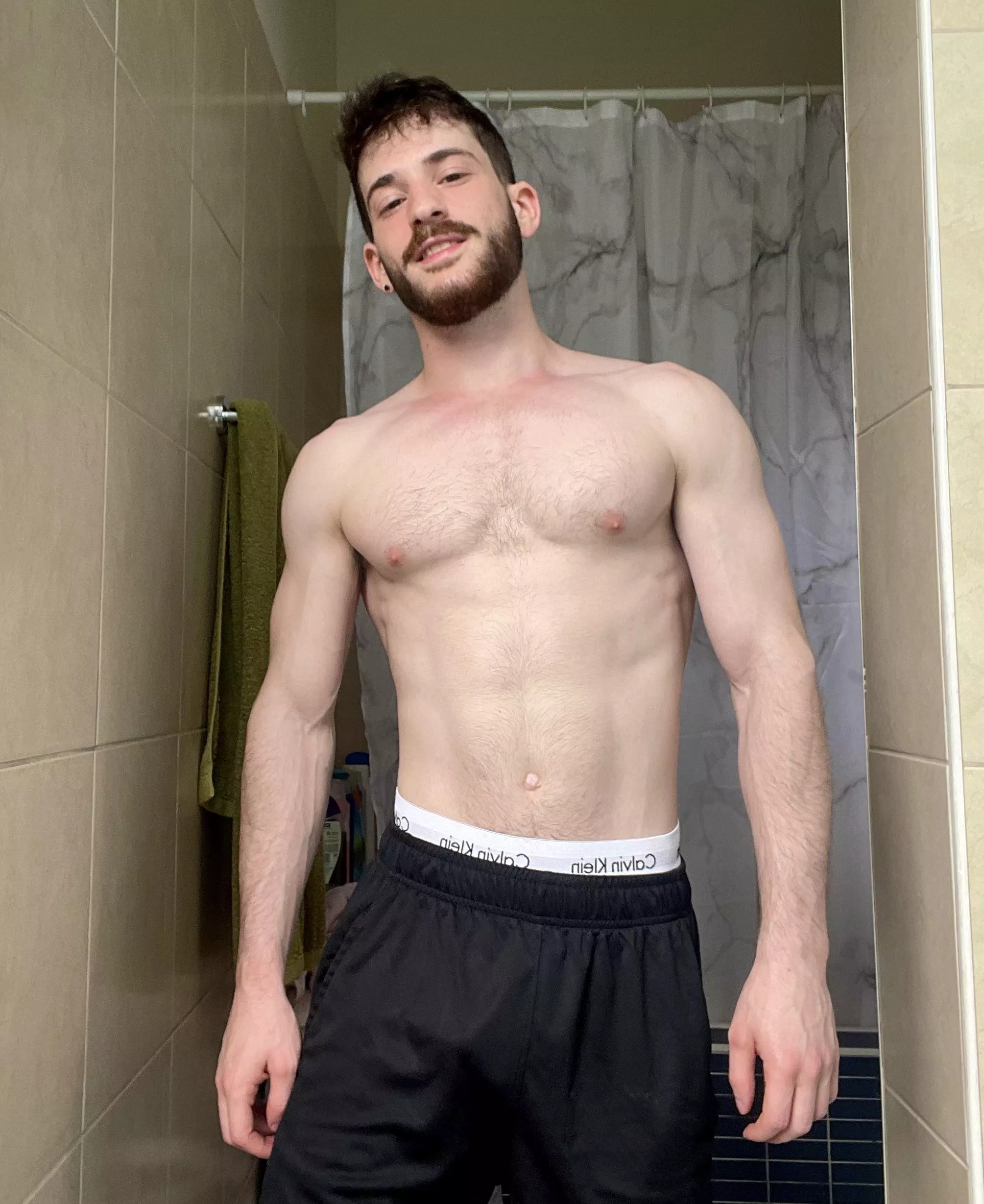 Feelin' good after a workout. Shower time!