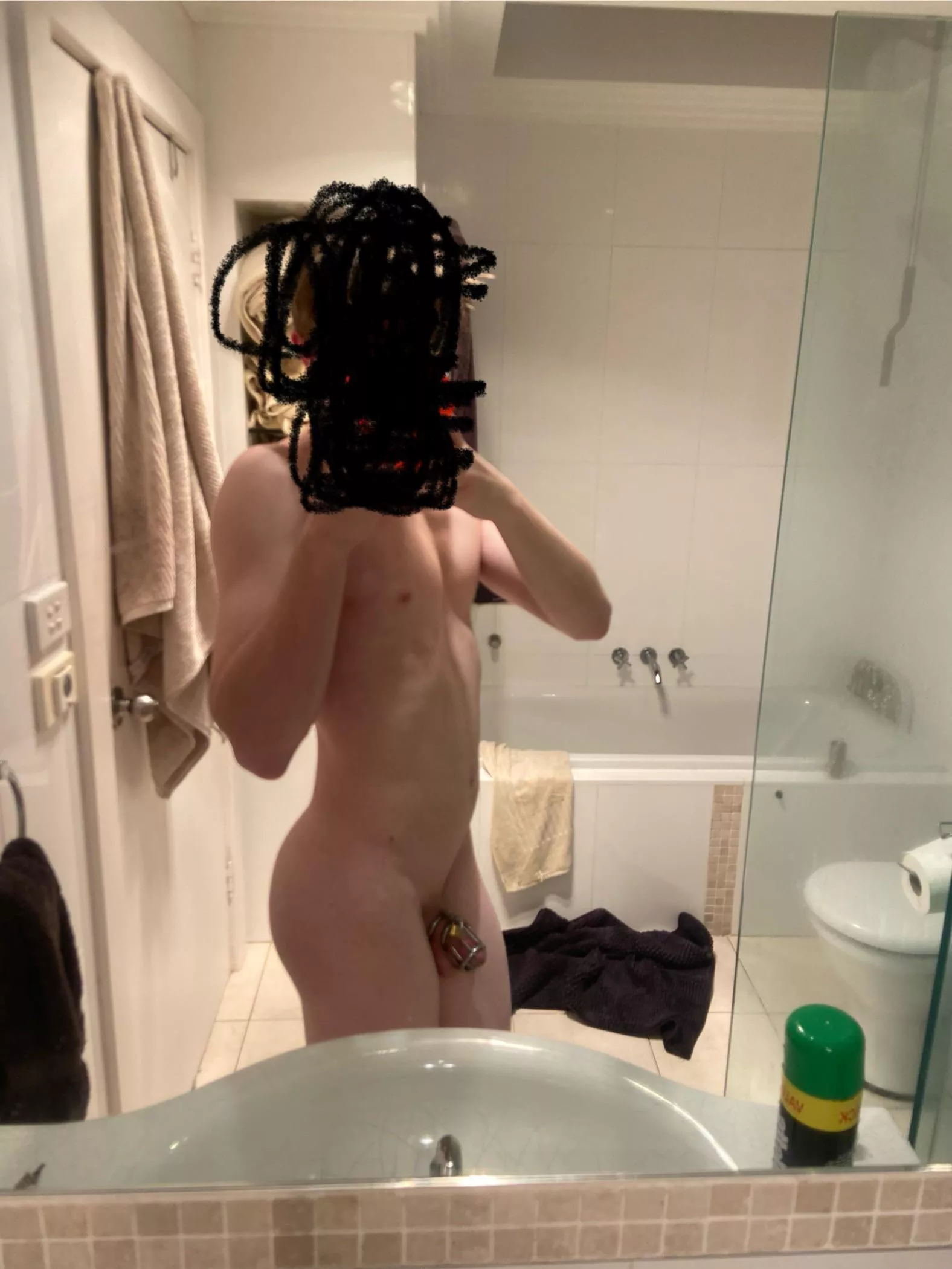Freshly shaved and caged!
