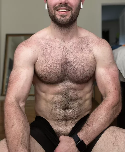 Hairy and dripping with sweat