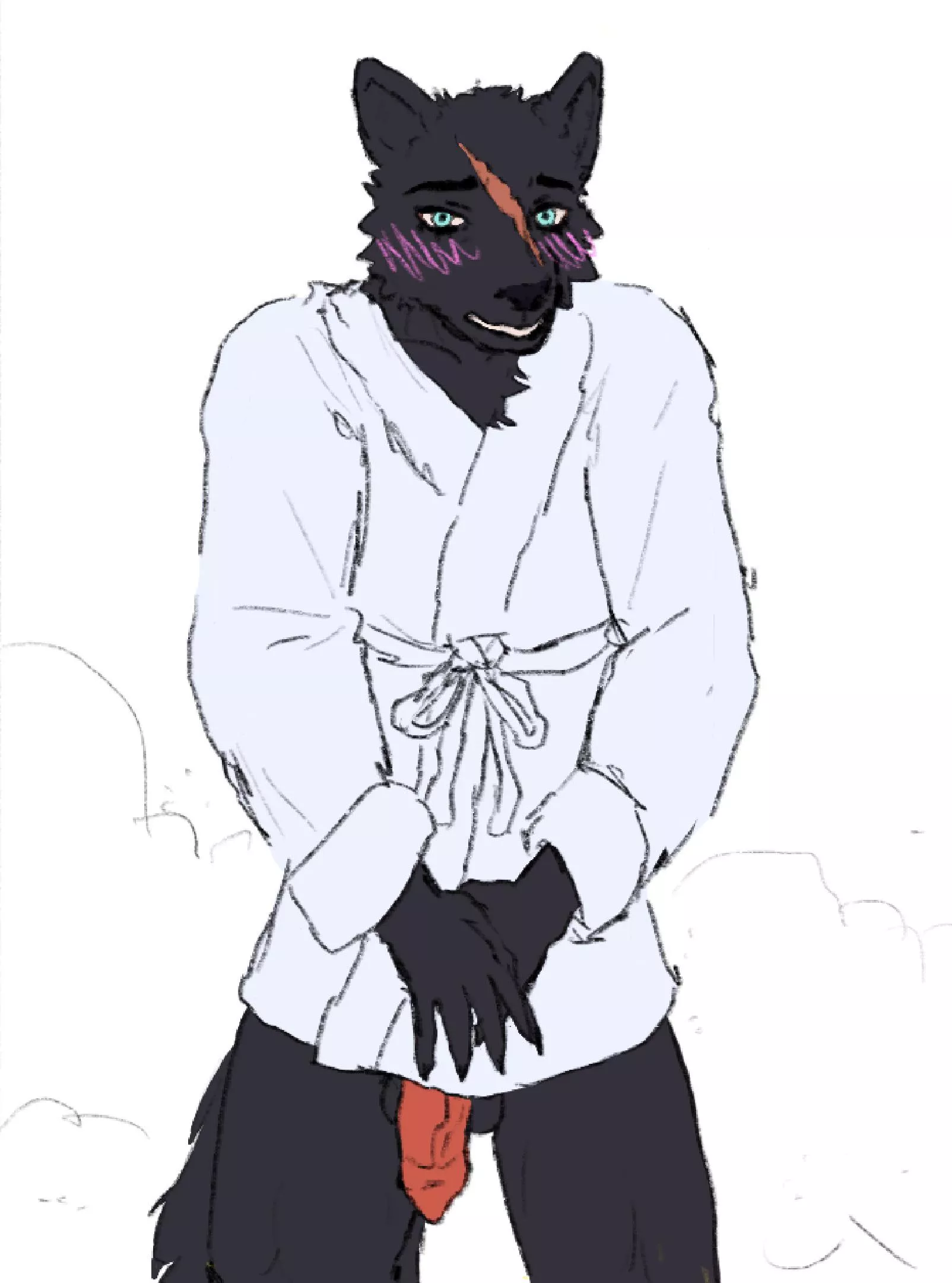 Seems like he needs a bigger bathrobe… (me)