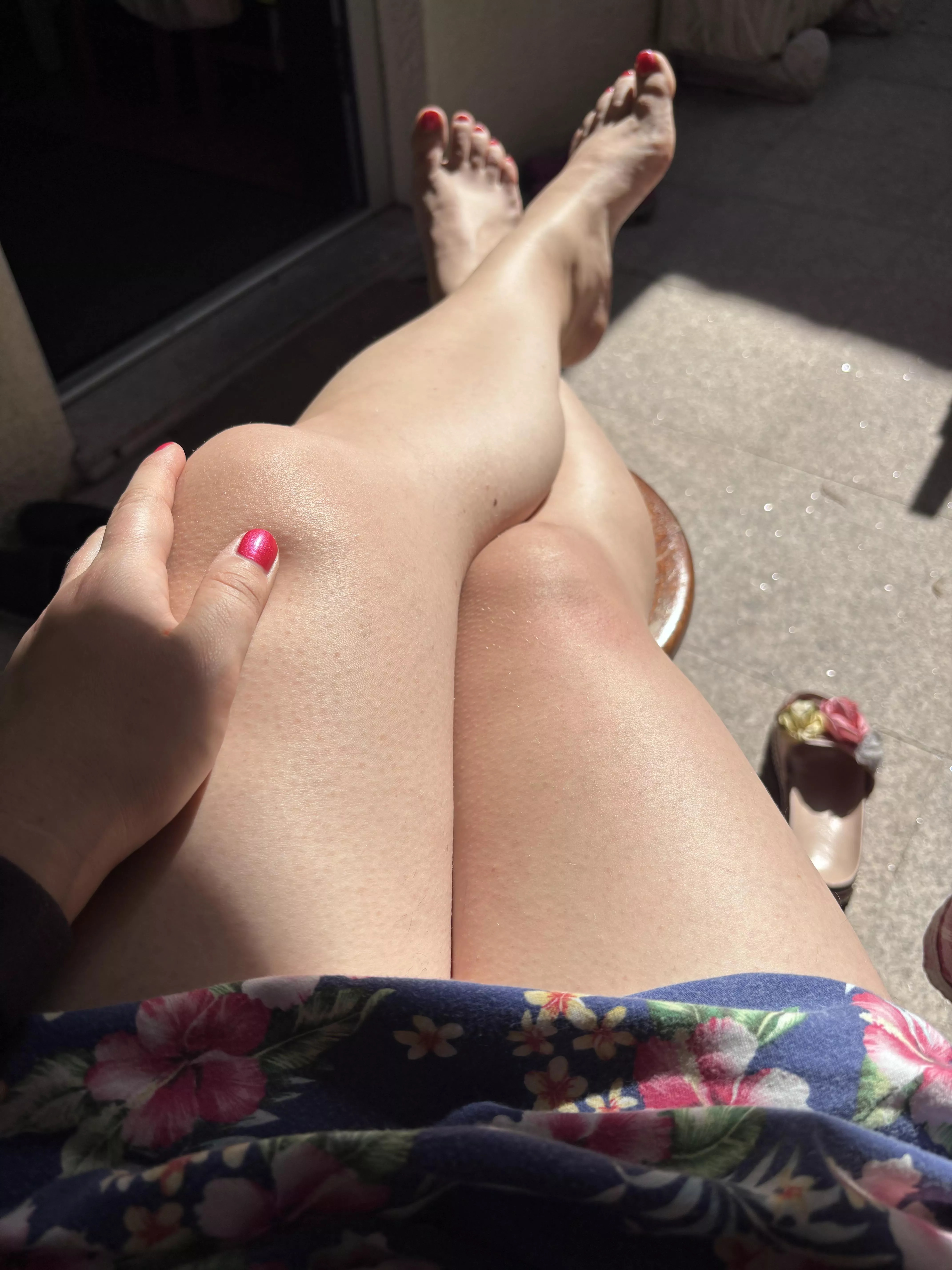 Sunbathing my legs 