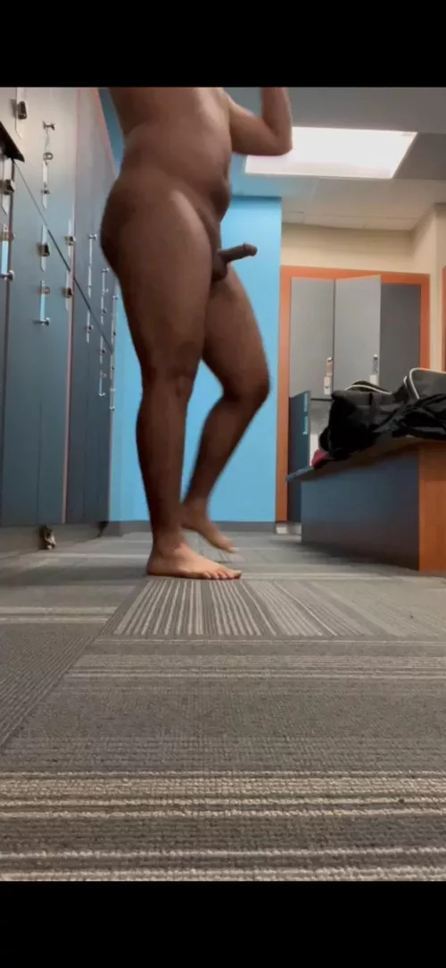 usually walking naked hard around the locker room