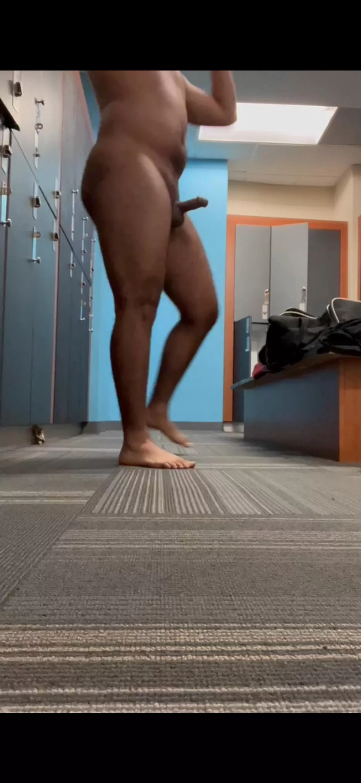 usually walking naked hard around the locker room
