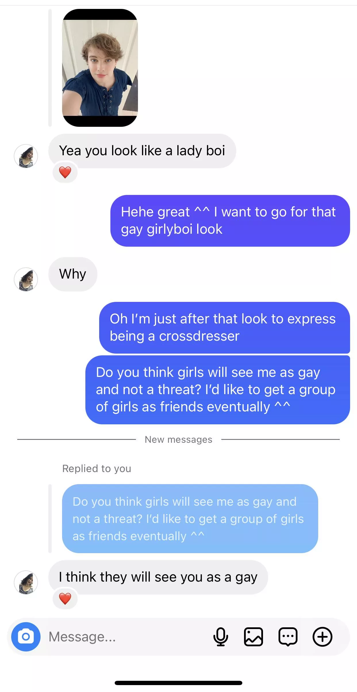 A girl I tried and failed to date in the past, after I showed her I’m a crossdresser