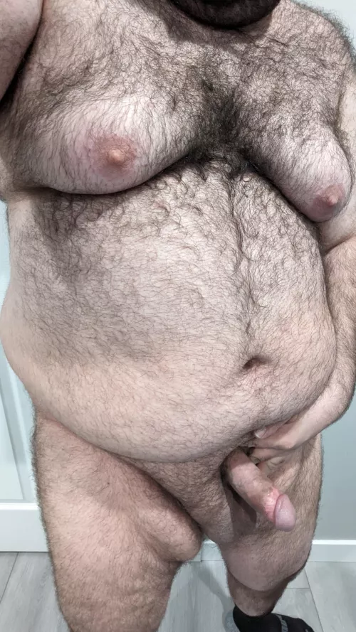 Horny hairy man that might be mistaken for a bear if out in the woods.