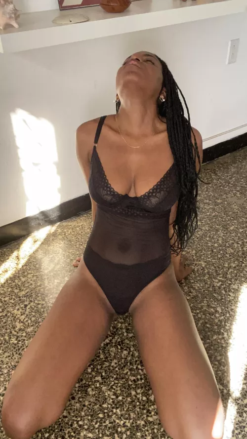 I am feeling extra hot with this black lingerie