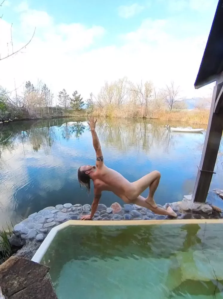 Morning yoga at Water world hotsprings 