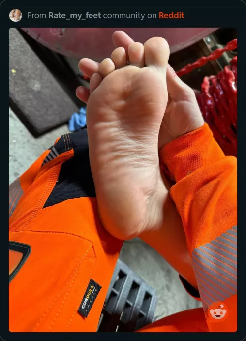 My feet, at work.  Wanna rate my soles? OC 