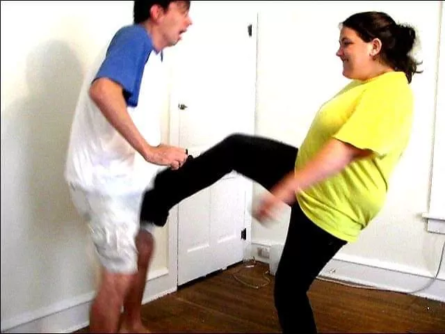 My friend kicked him into next week !